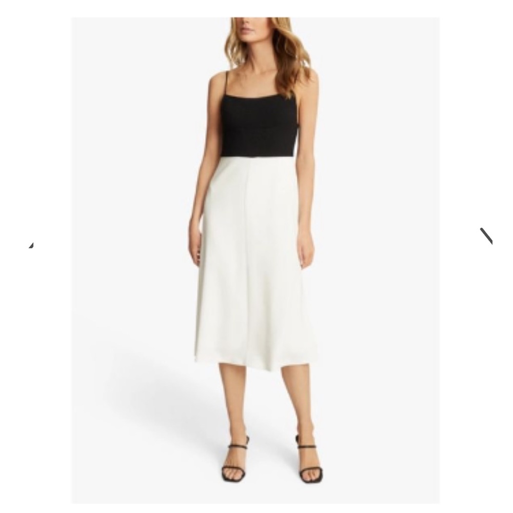 NWT black and white REISS Isabella color block cami midi dress